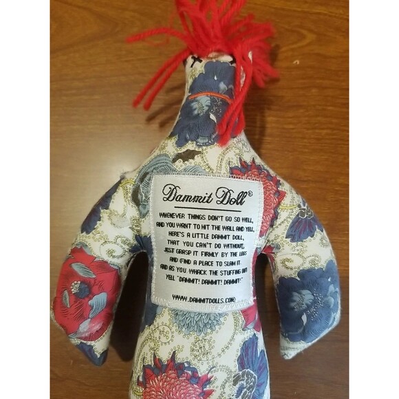 Dammit Doll Stress Funny Gag Gifts Birthday Parody Joke Red White Blue Flowers - Picture 6 of 9